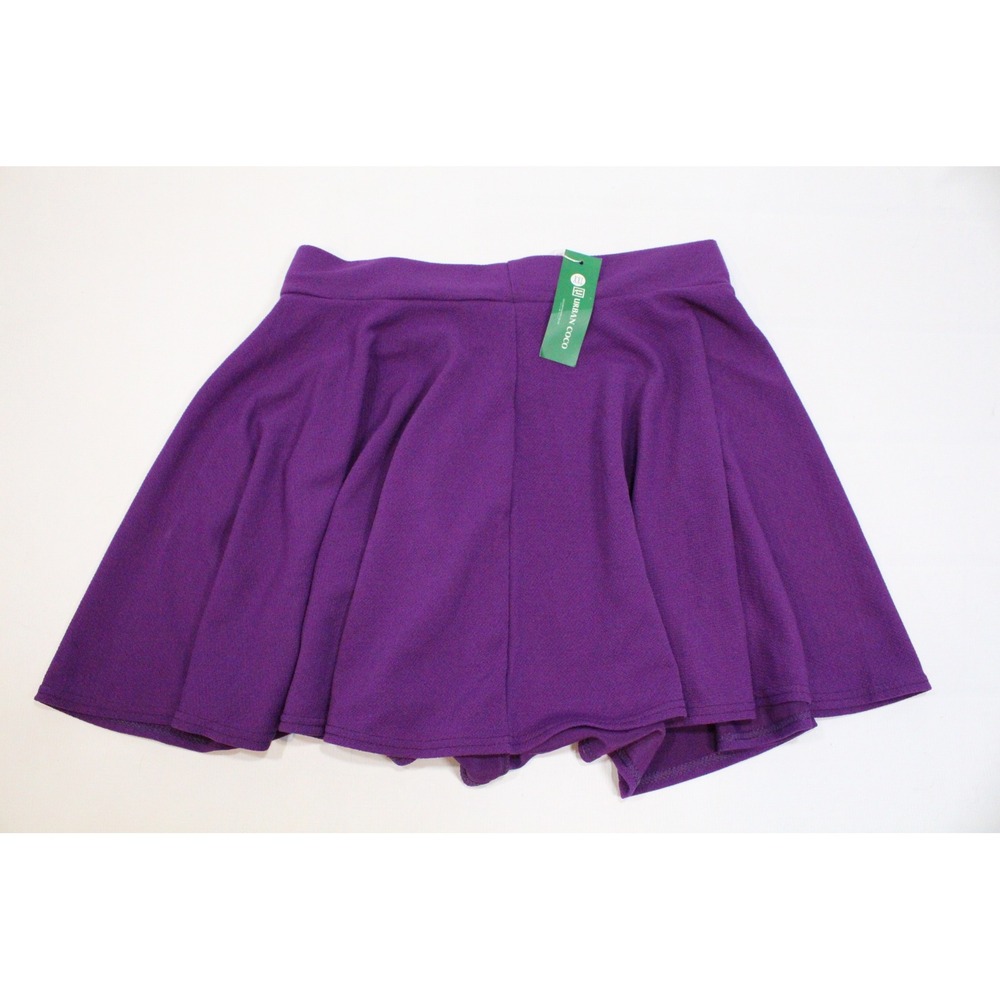 Urban Coco Purple Skater Skirt Womens XXL Textured Stretch Flared Mini Skirt